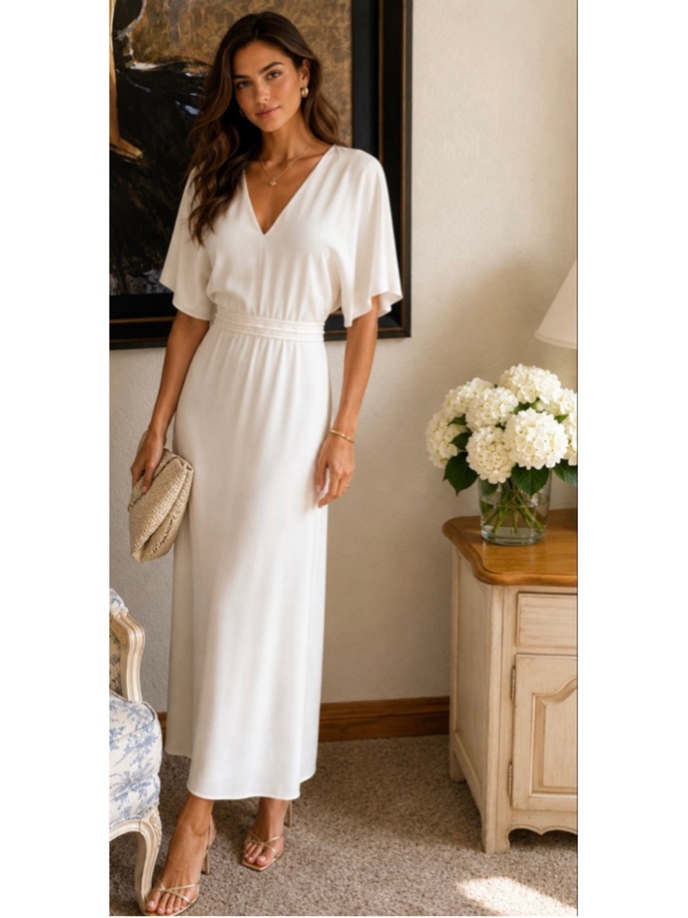NWT BOSS Off-White Midi Dress Size 10